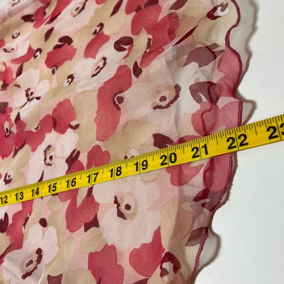 Y2K Cowl Neck Flutter‎ Sleeve Top Pink Floral Sz 8 Cottage Fairy Romantic Office - Picture 9 of 9